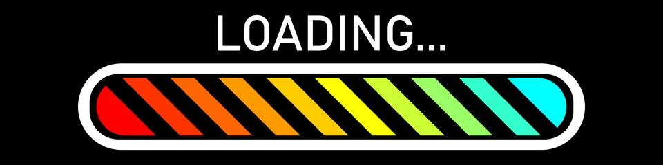 Modern colorful loading icon. Vector illustration isolated on black background. Illustrazione stock