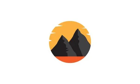 Modern colorful mountain with sunset logo symbol vector icon illustration g.. Stock Illustration