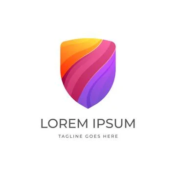 Modern Colorful Shield Logo Design Vector Stock Illustration
