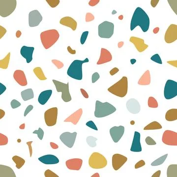 Modern colorful terrazzo seamless pattern texture with abstract stone fragm.. 库存插图