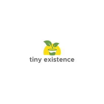 Modern colorful TINY EXITTENCE leaf logo design Stock Illustration