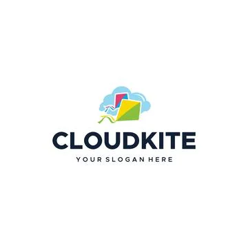 Modern colourfull CLOUDKITE cloud kite logo design Stock Illustration