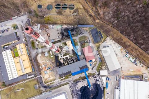 Modern combined heat and power plant from above Stock Photos