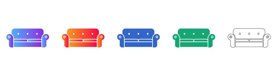 Modern Comfortable Sofa Icon Set Stock Illustration