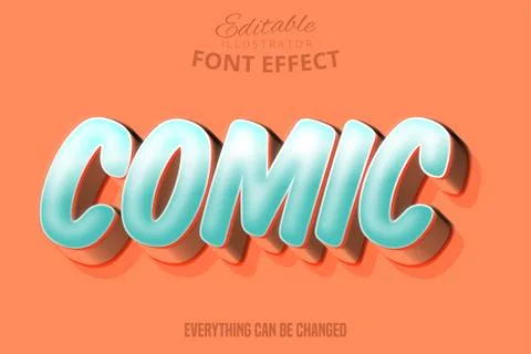 Modern comic script editable typography font effect Stock Illustration