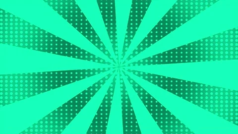 Modern comic style central rotating lines Turquoise futuristic radial background Video stock 295925930