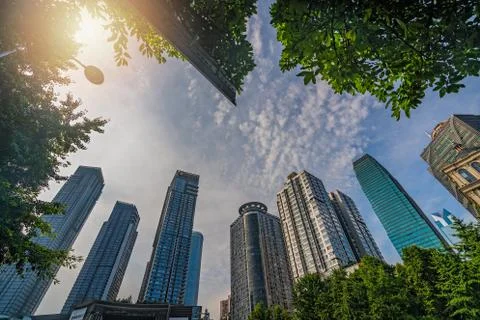 Modern commercial buildings in Chongqing city Stock Photos