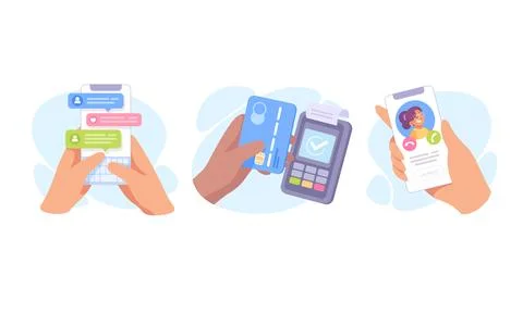 Modern Communication Methods and Payment Solutions for Todays Digital World and 스톡 일러스트