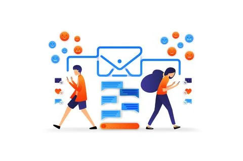 Modern communication  with technology. chat application with envelope. dialog Stock Illustration