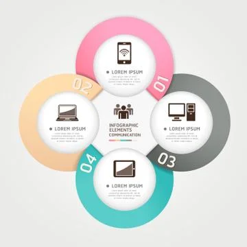 Modern communication technology circle origami style options banner. Vector i Stock Illustration