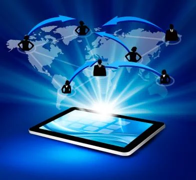 Modern communication technology illustration with tablet.vector Stock Illustration