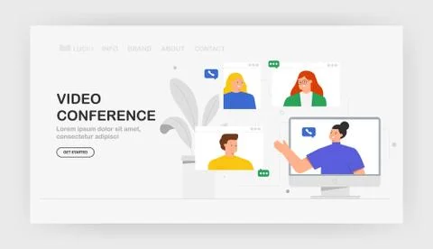 Modern communication vector trendy illustration video call concept, banner, web Stock Illustration