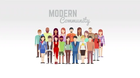 Modern community animation on white Stock Footage 65369825