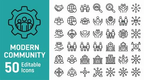 Modern community editable icons set. Stock Illustration