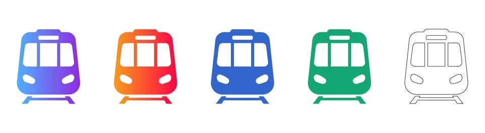 Modern Commuter Train Icon Set Stock Illustration