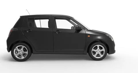 Modern Compact Car Black Side Stock Illustration