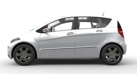 Modern Compact Car Chrome - Side View Illustrazione stock