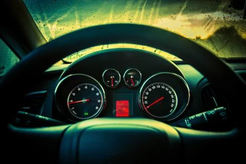 Modern Compact Car Dashboard Console Stock Photos