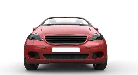 Modern Compact Car Red - Front View Stock Illustration