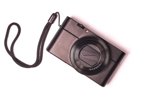 Modern compact digital camera isolated on white background Stock Photos