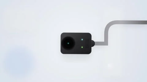 Modern Compact Motion Sensor and Security Camera with Status LED Lights and.. Stock Footage 345694085