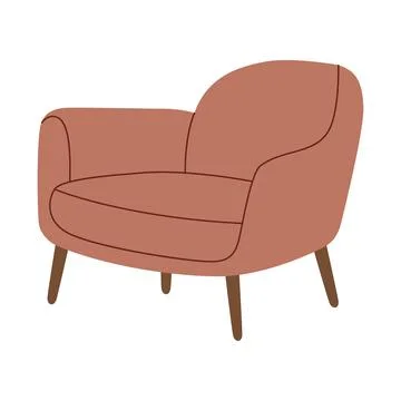 Modern compact sofa with rounded shape. Flat vector furniture illustration for Stock Illustration