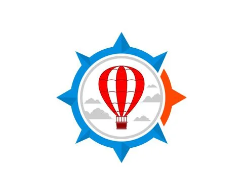 Modern compass with air balloon inside Stock Illustration
