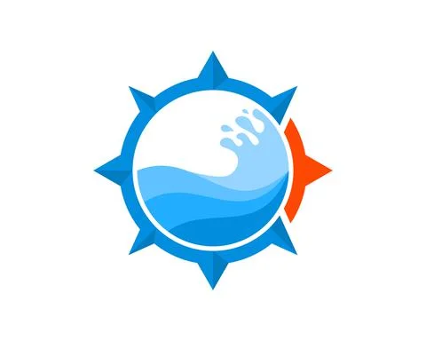 Modern compass with beautiful beach wave inside Stock Illustration