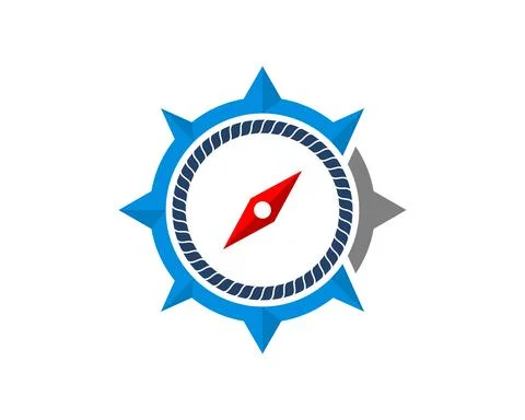 Modern compass with circular rope inside Illustrazione stock