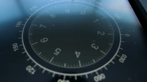 Modern compass determining the location in open sea aboard of up-to-date ship Stock-Footage 119950539