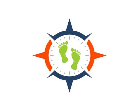 Modern compass with foot prints inside Stock Illustration