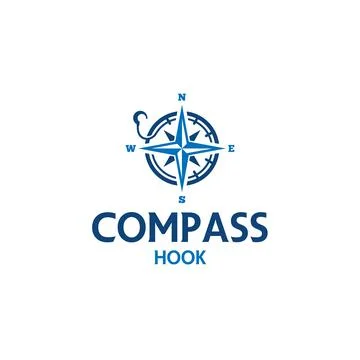 Modern COMPASS HOOK Arrow Navigation logo design Stock Illustration