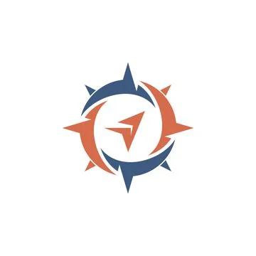 Modern compass logo icon design Stock Illustration