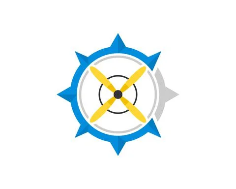 Modern compass with plane propeller inside Stock Illustration
