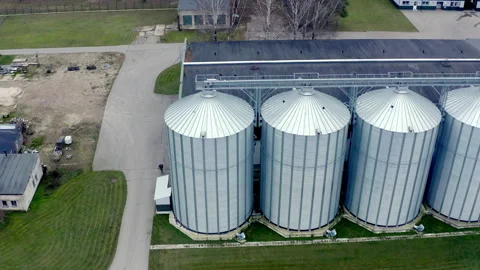 Modern complex for drying, cleaning and storage a grain. Video stock 219746209