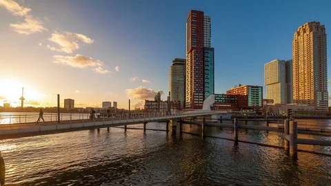 Modern Complex Golden Hour to Sunset Stock Footage 98497440