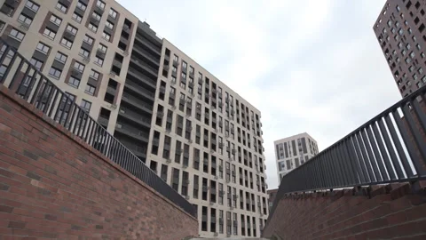 Modern complex of high-rise buildings with large windows Видео 303108038