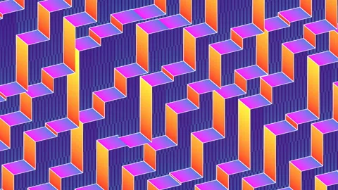 Modern composition with motion colored rectangles. 3d render loop animation. HD Stock Footage 122297885