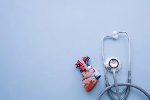 Modern composition with realistic heart stethoscope Stock Photos