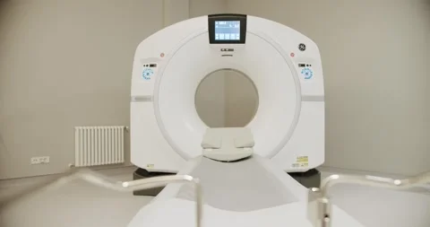 Modern computed tomography machine in hospital Vídeo Stock 255050320
