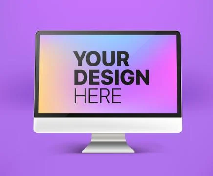 Modern computer with abstract background. Place your design into the screen Stock Illustration