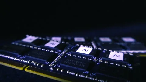 Modern computer ai chips on memory modules Stock Footage 338329007