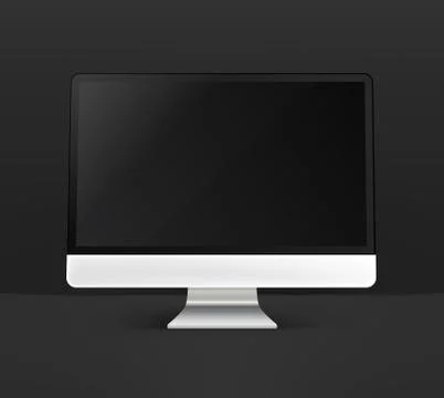Modern computer on black background. Vector mockup with blank screen Stock Illustration