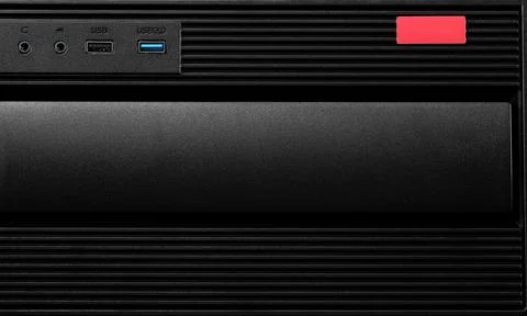 Modern Computer Case with USB Ports and Design Elements Foto stock