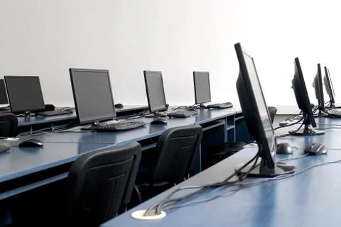 Modern computer classroom Stock Photos
