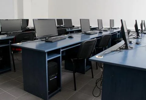 Modern computer classroom Stock Photos