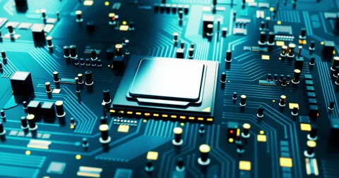 Modern Computer CPU Processor With Motherboard. Analyzing Data Flow. Stock Footage 288124012