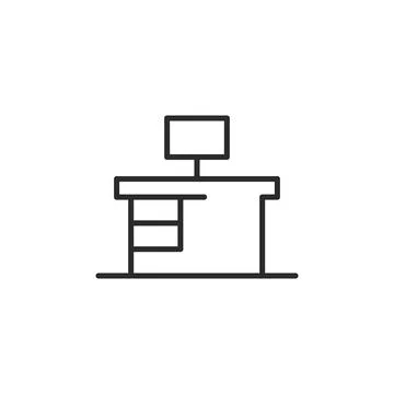 Modern Computer Desk Icon Stock Illustration