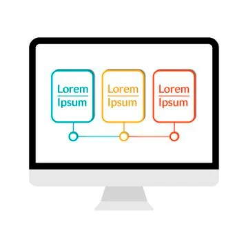 Modern computer display with Infographic data visualization template with 3 스톡 일러스트