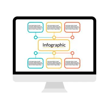 Modern computer display with Infographic data visualization template with 3 Stock Illustration